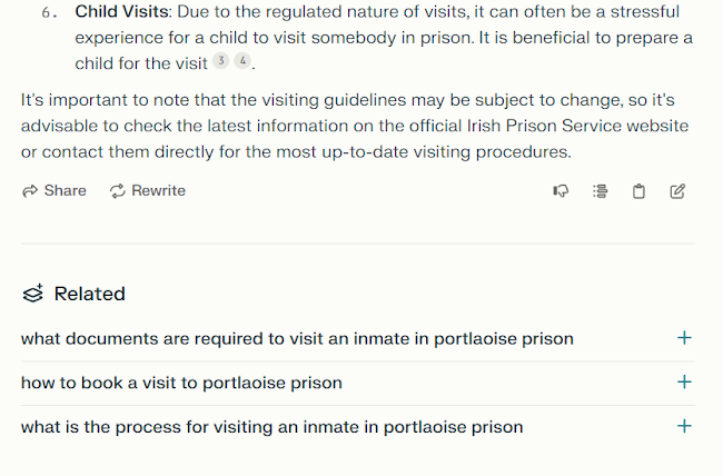 A screengrab of results from Perplexity search engine