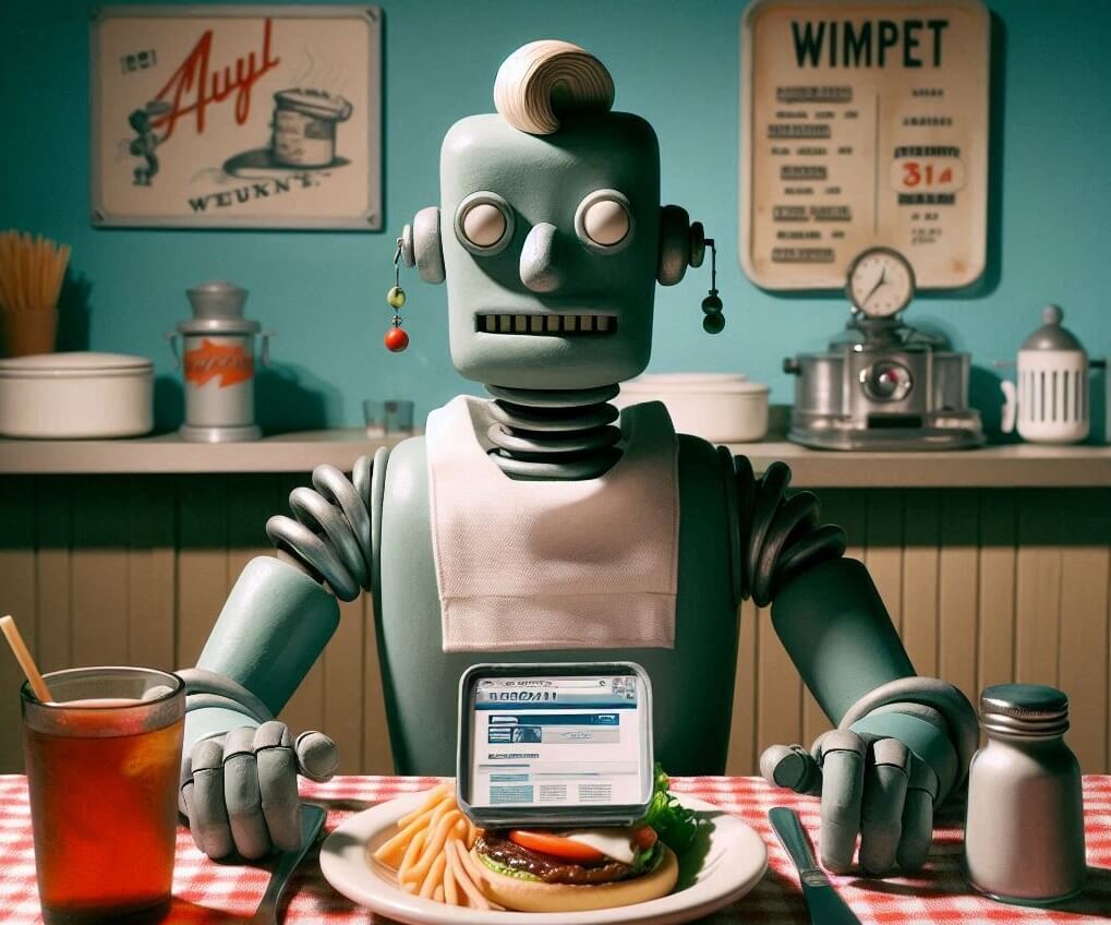 An AI image of a robot finding a needle in a haystack