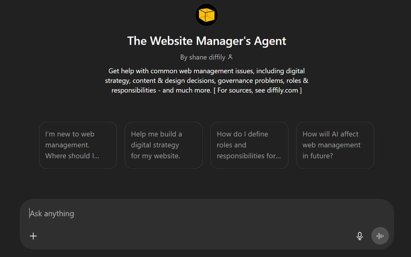 An image of the website manager's agent ai